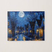 Puzzle Pueblo de noche con luces y faroles (Horizontal)