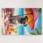 Puzzle Pug Beach Relax Scene (Horizontal)