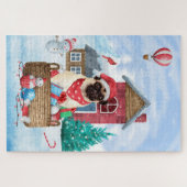 Puzzle Pug Chien Dans Maison De Noël enneigée (Horizontal)