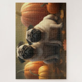 Puzzle Pug Chiot Délice d'Automne Citrouille (Vertical)