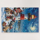 Puzzle Pug Christmas Lighthouse Holiday (Horizontal)