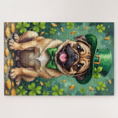 Puzzle Pug Saint-Patrick drôle chanceux Chien (Horizontal)