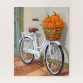 Puzzle Pumpkin Basket Bicycle Fall Watercolor (Vertical)