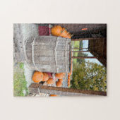Puzzle Pumpkins and barrel by a farm (Horizontal)