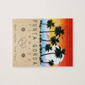 Puzzle Punta Gorda Florida Retro Sunset Palm tree 1960 (Horizontal)