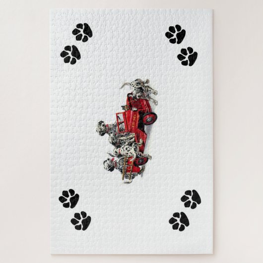 Puzzle Pups dalmate avec Firetruck & Pawprints (Vertical)