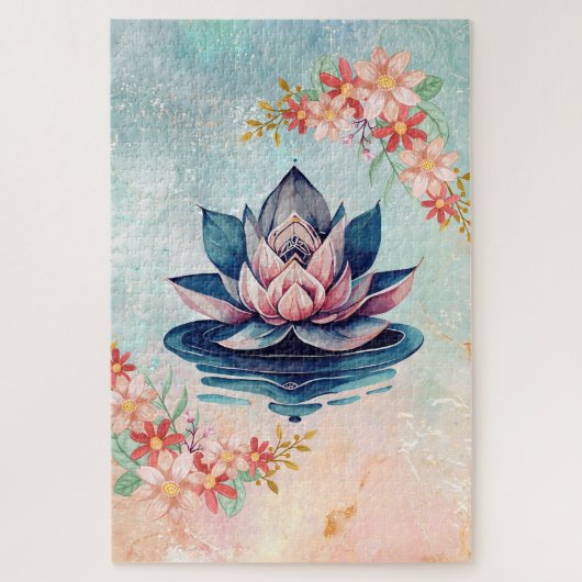 Puzzle Pureté Décorative – Sérénité du Lotus Rose (Vertical)