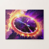 Puzzle Purple cosmique et horloge or Ticking Espace extra (Horizontal)