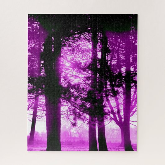 Puzzle Purple Light with Silhouette Trees (Vertical)