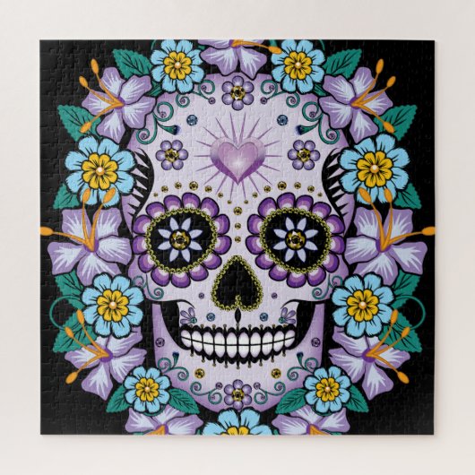 Puzzle Purple Sugar Skull (Vertical)