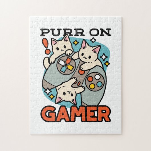 Puzzle Purr On Gamer - Conception De Jeu De Chat Cute (Vertical)