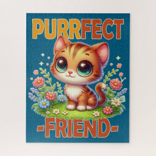 Puzzle Purrfect Friend pun Cute orange chat chaton dessin