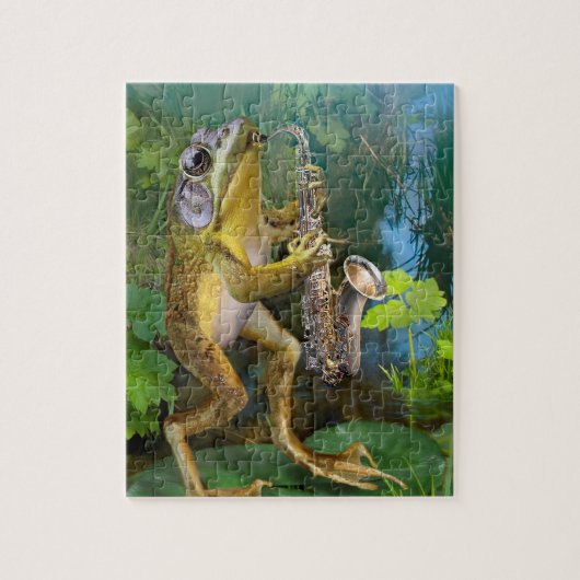 Puzzle Puzzle, grenouille jouant un saxophone. (Vertical)