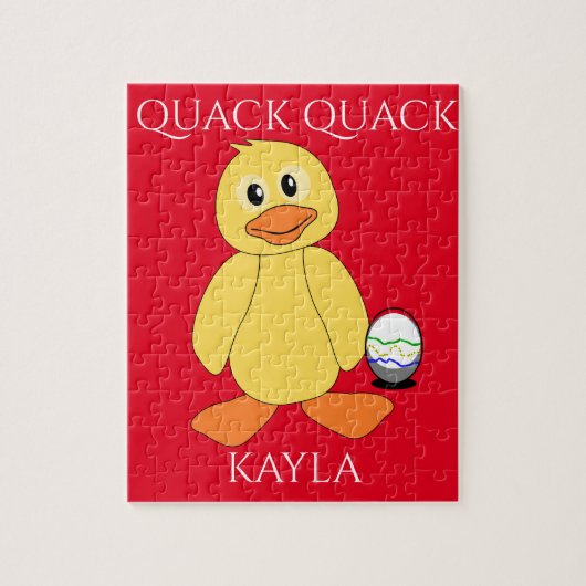 Puzzle Puzzle"Quack Quack avec canard et oeuf. Nom de l'e (Vertical)