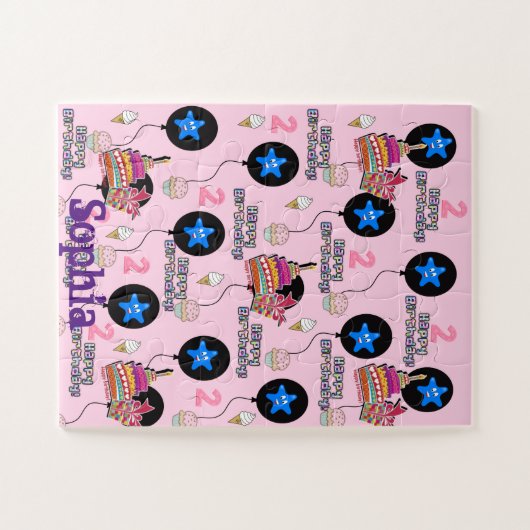 Puzzle Puzzles, Joyeux Anniversaire, #2e Rose (Horizontal)