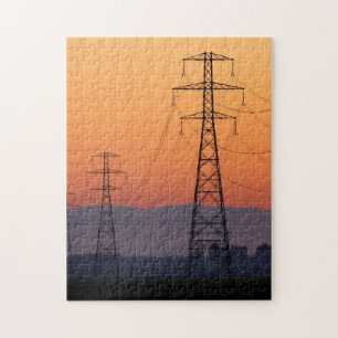 Puzzle Pylônes électriques au coucher du soleil