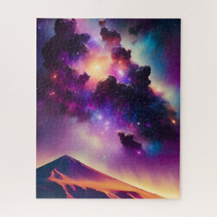 Puzzle Pyramide cosmique sous ciel nébuleux paysage mysti