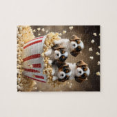 Puzzle Quads Cavalier Espagnol Chipies Dans Le Popcorn, (Horizontal)