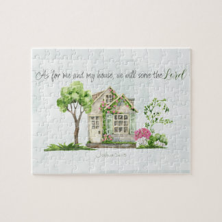 Puzzle Quant à moi et ma maison Bible Verse Aquarelle