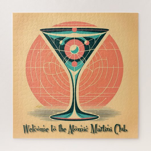 Puzzle Quantum Entanglement Atomic Martini Club Cocktail (Vertical)