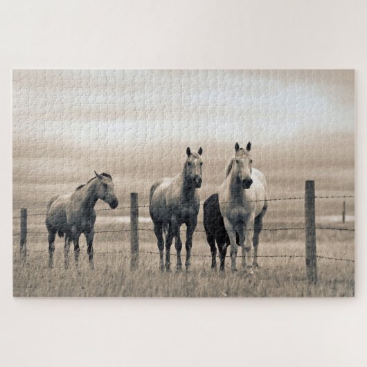 Puzzle Quarter Horses On Canadian Prairie (Horizontal)
