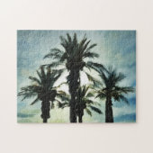 Puzzle Quatre palmiers tropicaux dans l'aquarelle du ciel (Horizontal)