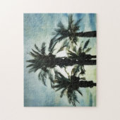 Puzzle Quatre palmiers tropicaux dans l'aquarelle du ciel (Vertical)