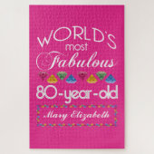 Puzzle quatre-vingtième Anniversaire la plupart de rose (Vertical)