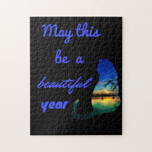 Puzzle Que ce soit une belle année topique chat eaux (Vertical)