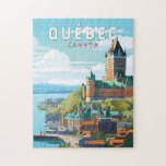 Puzzle Québec Canada Travel Art Vintage<br><div class="desc">Modèle de déplacement vectoriel rétro du Québec. Le Québec,  niché dans l'est du Canada,  offre un mélange unique de charme européen et d'esprit nord-américain.</div>