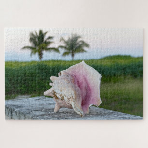 Puzzle Queen Conch Shell sur un mur, affiche des Bahamas