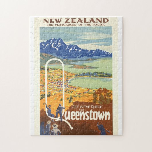 Puzzle Queenstown, Nouvelle-Zélande ~ Vintage voyage (Vertical)