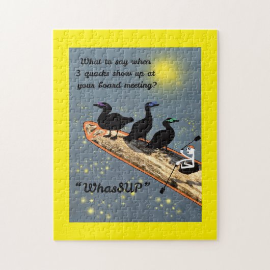 Puzzle "Qu'est-ce que tu fais" avec des canards sur la pl (Vertical)