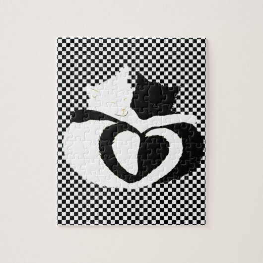 Puzzle Queues de chat - amour noir blanc (Vertical)