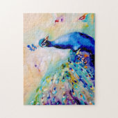 Puzzle "Qui est le plus joli ?" Paon et colibris (Vertical)