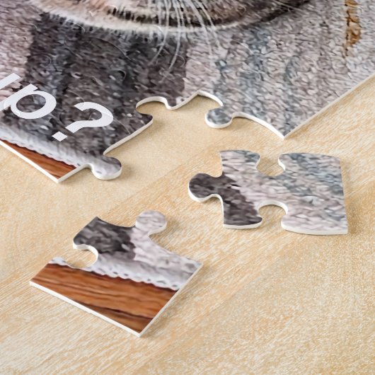 Puzzle Quoi de neuf, Chat mignon sur tapis géométrique, P (Côté)