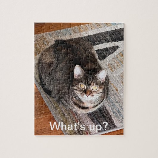 Puzzle Quoi de neuf, Chat mignon sur tapis géométrique, P (Vertical)