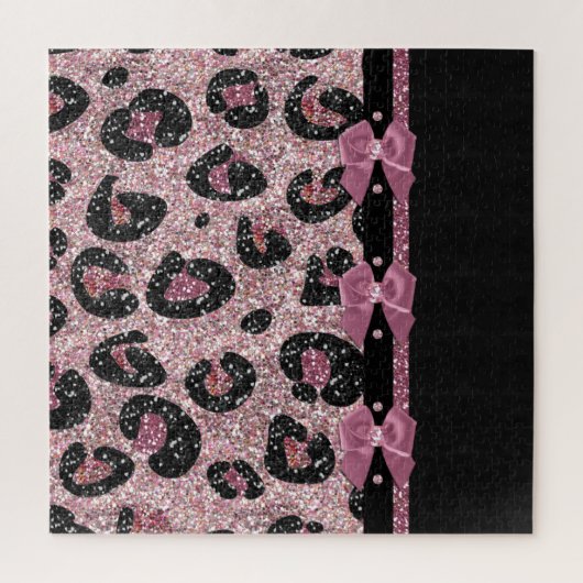 Puzzle RAB Rockabilly Pink Leopard Ribbon Bows (Vertical)
