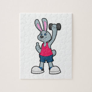 Puzzle Rabbit à Fitness avec Dumbbell