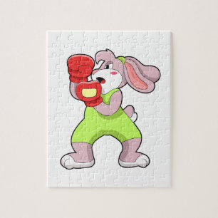 Puzzle Rabbit à la boxe avec gants de boxe