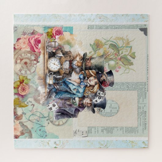 Puzzle Rabbit, Alice et Hatter en chapeaux supérieurs (Horizontal)
