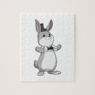 Puzzle Rabbit avec chapeau et cravate de la ceinture