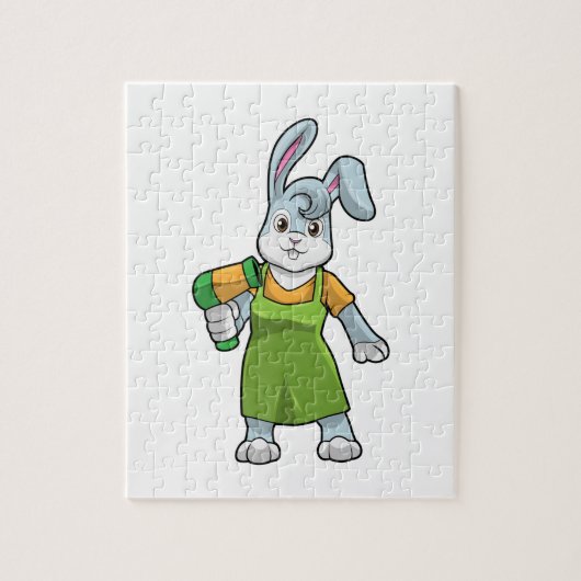 Puzzle Rabbit comme coiffeur avec sèche-cheveux (Vertical)