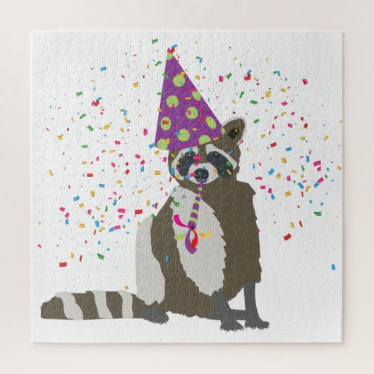 Puzzle Raccoon - Animaux ayant une fête (Vertical)