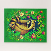 Puzzle Raccoon au milieu du jardin Fleur sauvage (Horizontal)