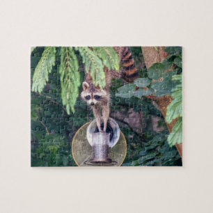 Puzzle Raccoon raid l'éleveur d'oiseaux