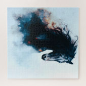 Puzzle  Racing Black Horse Portrait Minimalist (Horizontal)