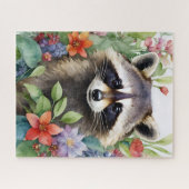 Puzzle Racoon Aquarelle Portrait Floral (Horizontal)