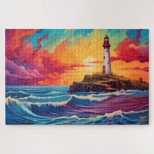 Puzzle 🌅 radiant : phare du coucher du soleil (Horizontal)