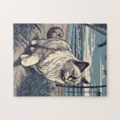 Puzzle Ragdoll-Cat sur une plage tropicale au coucher du  (Horizontal)
